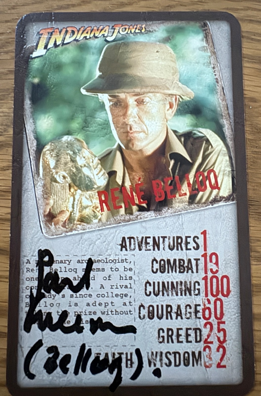 Tarjeta especial Indiana Jones Paul Freeman Rene Belloq autógrafo Top Trumps