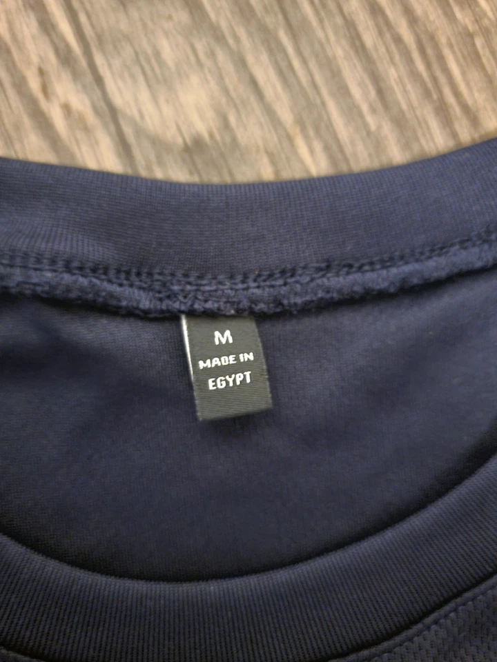 Women’s McDonald's Uniform Shirt Navy Blue Peeking Arches Pocket Striped Medium - Image 4 of 4