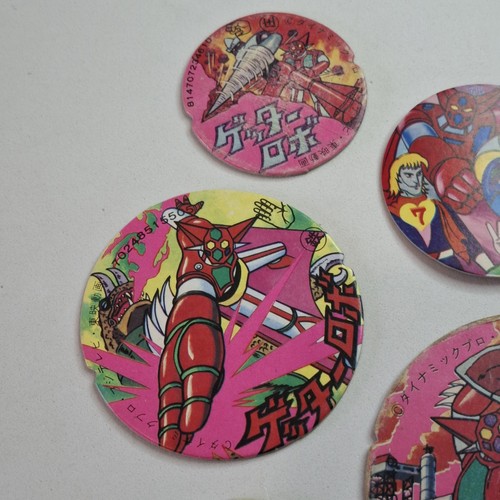 Getter Robo 8 x Round Menko Bulk Sale Marumenko Vintage Japan Showa (C) - Imagen 4 de 10