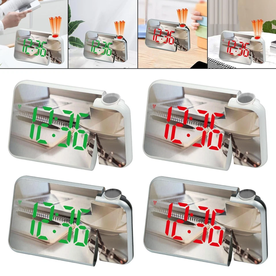 LCD Projection Alarm Clock Ceiling Time with Snooze Battery Operated Bedside - Image 1 of 1