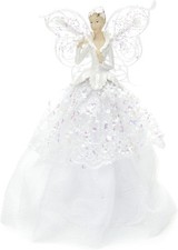 Christbaumspitze im Engel-Design aus Stoff 23 cm weiß