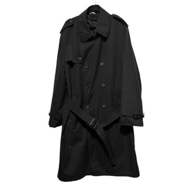 Vintage Oleg Cassini Trench Coat Men 40 Reg Black Weather Ready Belted