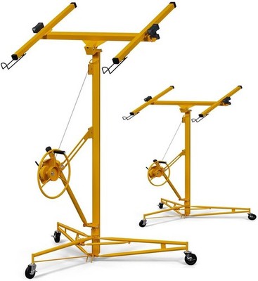Drywall Hoist 16FT 150 LBS Locking Wheels Yellow