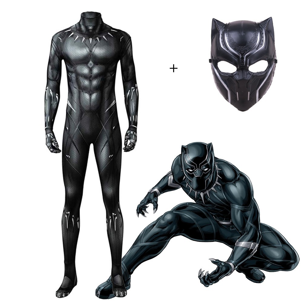 Mono + Conjunto de Máscara Black Panther Avengers para Niños Adultos Disfraz Disfraz Disfraz Disfraz Disfraz Conjunto