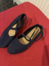 Pre-loved Shein Blue Faux Suede Ballerina Shoes - Excellent Condition- Size 7
