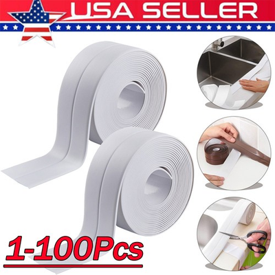 #ad 10.5FT PVC Self Adhesive Caulk Sealing Strip Tape For Kitchen Wall Sink Toilet $272.49