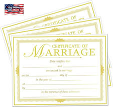 Marriage Certificates with Gold Foil Edges,11 X 8.5 Inch Blank Paper Wedding Cer