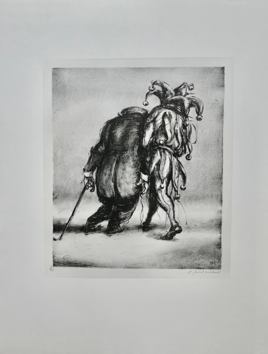 A. Paul Weber, Original Lithographie 1967, signiert, Der müde Krieger