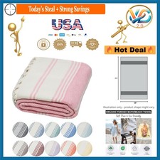 Organic Turkish Cotton Beach Towel 71x36 Oversized Pink Quick Dry Luxurious