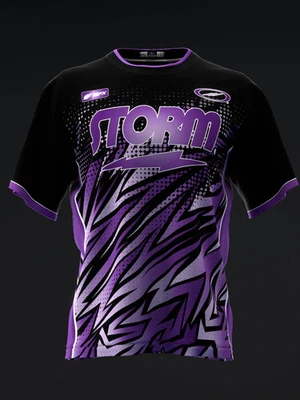 ORANGE FAST TEE Custom Name STORM COLORWAY ABSTRACT PURPLE Bowling Jersey Men's & Women's Size