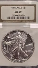 1989 $1 American Silver Eagle Dollar NGC MS69