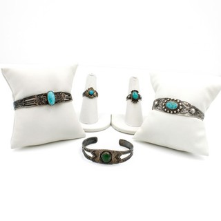 Fred Harvey Era Southwest Sterling Turquoise Cuff Ring Jewelry Lot of 5 #S5826 4