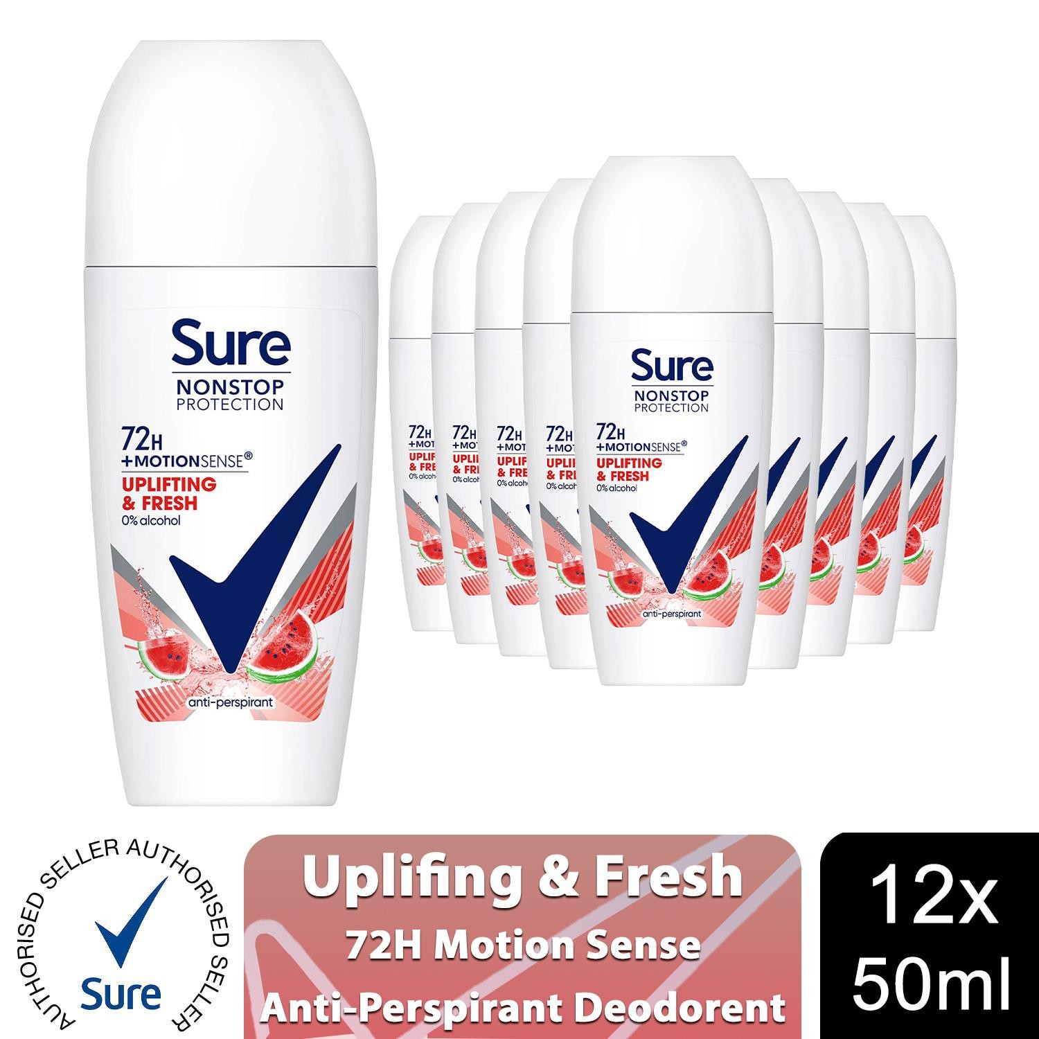 Sure Women Motion Sense AP Deodorant Rollon 72H Nonstop, 50ml,12pk
