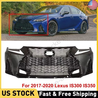 For 17-20 Lexus IS300 IS350 to 21+F-Sport Complete Front Bumper Cover Grille Set
