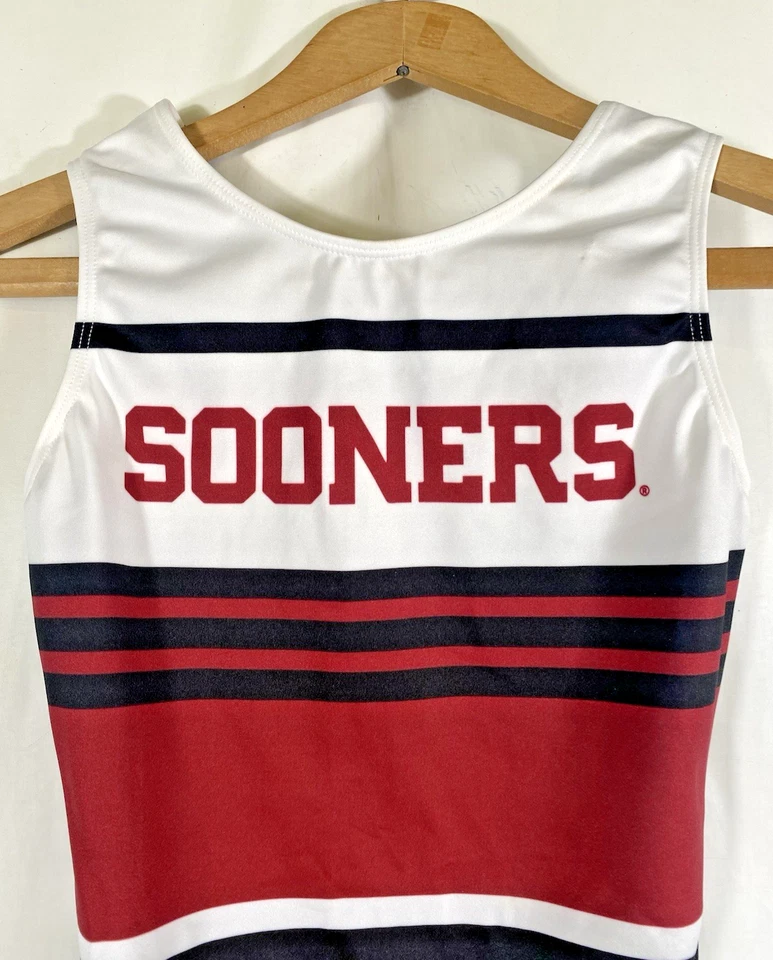 OU University Oklahoma Sooners Gymnastics Leotard Athlete Worn Small White Red - Image 3 of 4