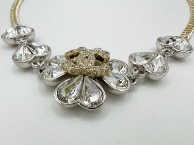 Chanel Coco Mark C23S Necklace Clover Motif GP Rhinestone