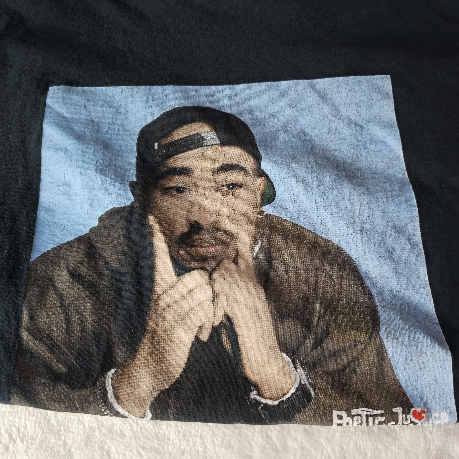 FILA 2 T shirt uomo Tupac Shakur XXL nera stampa grafica braccio della morte giustizia poetica