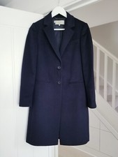 Hobbs Tilda Wool Coat Navy Dark Blue Size Uk 8 (us 4) 100% Wool Smart Coat