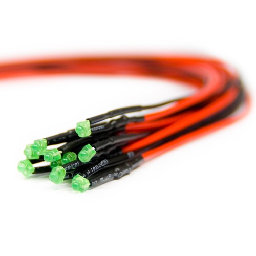 10pcs Wired Diodes LED Pre Wired Green Diffuse Coloured 6V 1.8mm - Picture 2 of 4