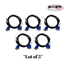 "Lot of 5" Computer Monitor VGA Cord, VGA Male to Male Cord 1080P Full HD