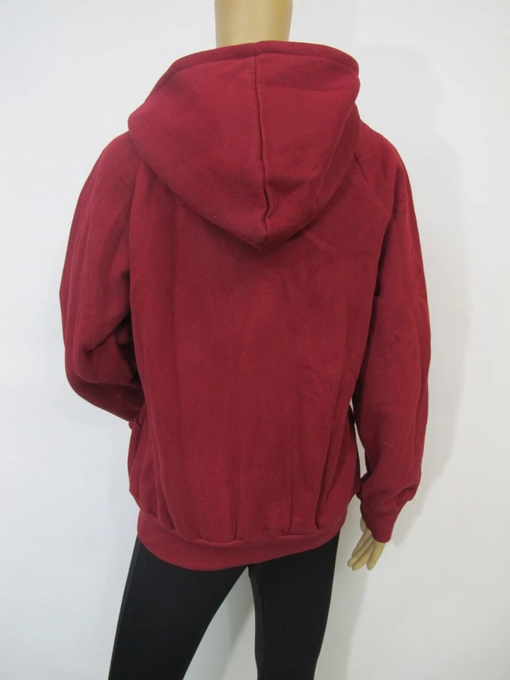 Mujeres Sudaderas con Capucha Cremallera Sudadera Damas Chaqueta de Vellón Con Capucha Top Talla XS~S Rojo Foto 3 de 4
