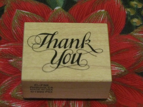 ~NEW PSX C-732~SCRIPT THANK YOU WOOD MOUNTED RUBBER STAMP~RETIRED 1990~UNUSED~ - Picture 2 of 6