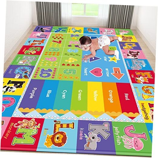Kids Play Rug for Playroom, Kids Play Mat ABC Educational 78.7X59 INCH Green
