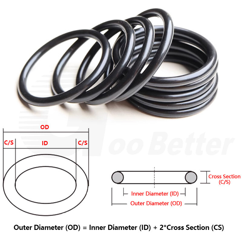 10mm Cross Section O-Rings NBR 70 Nitrile Rubber 40-380mm ID Oil Resistant  Seals