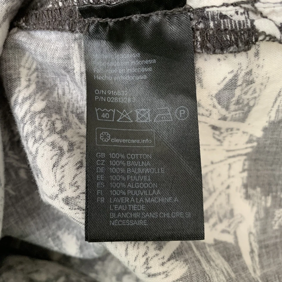 Camisa Dividida Para Hombre Mediana H&M Manga Corta Palmera Tropical Algodón Con Botones Foto 4 de 4