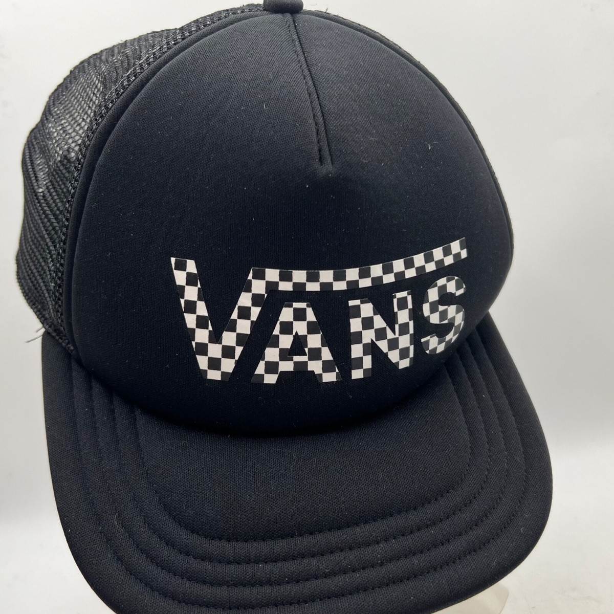 Vans Off The Wall Snapback Baseball Hat Cap Black w Checkerboard