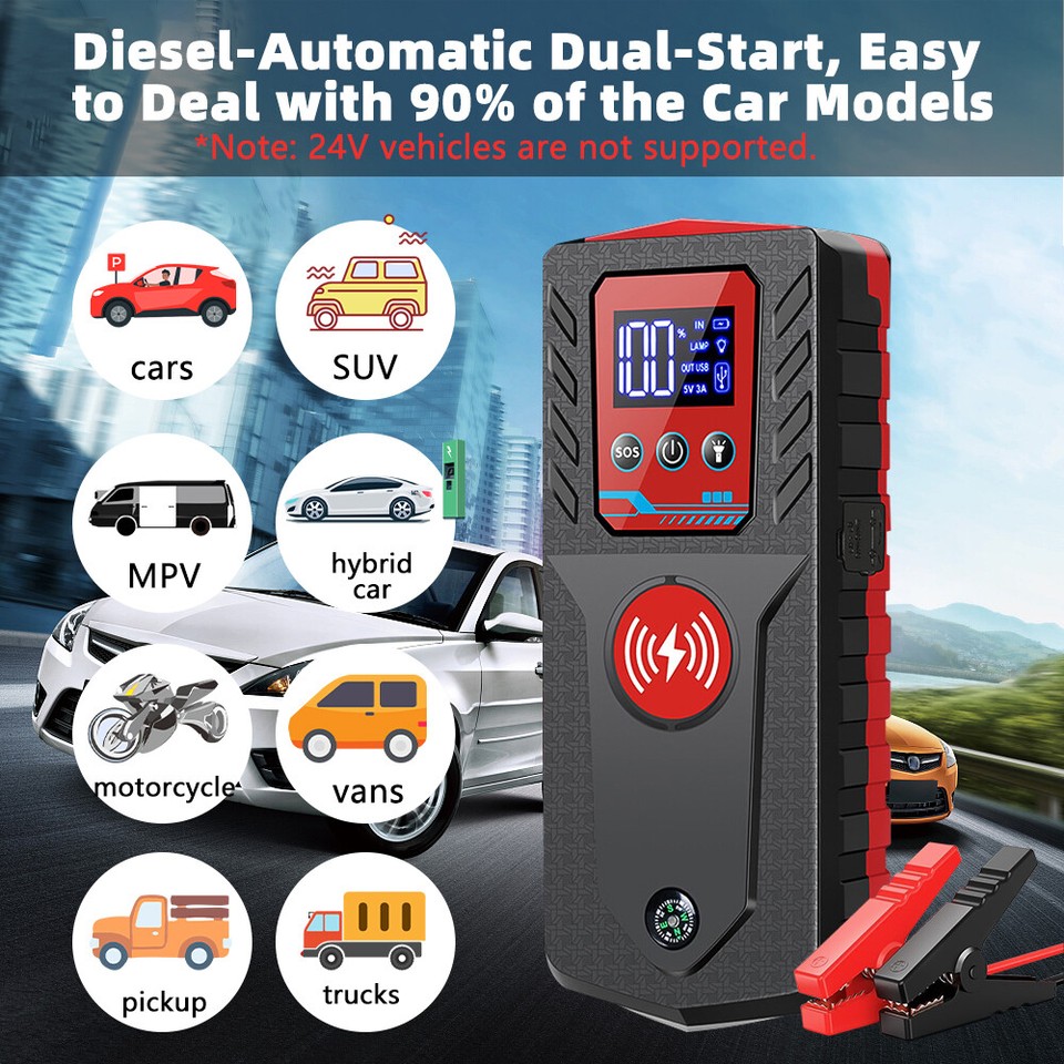 Gearzaar 8000A Car Jump Starter Power Bank – 229800mAh Portable Battery Booster With LED Light & USB