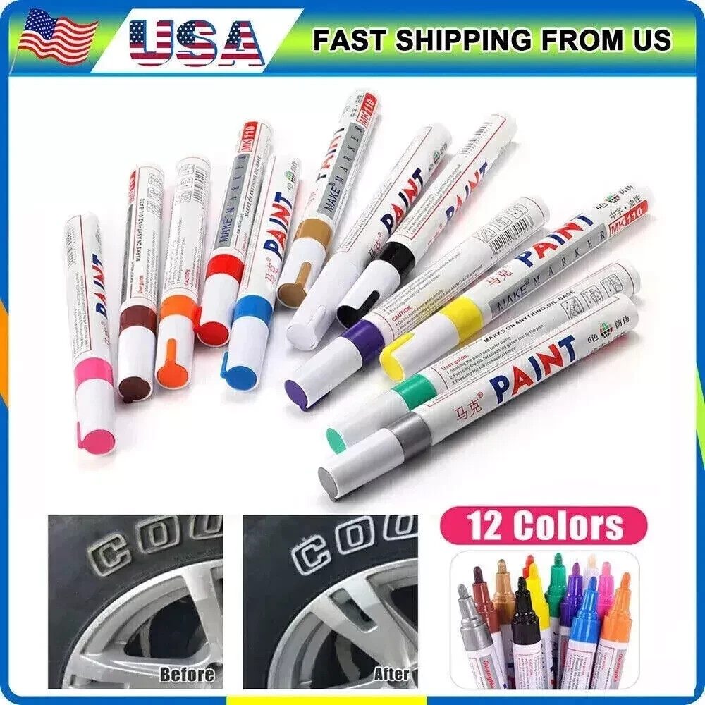 12pcs Waterproof Permanent Paint Marker Pen for Car Tyre Tire