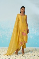 Pakistani Yellow Sharara Set Style Ethnic Georgette Shrug Kurti Festive Wear