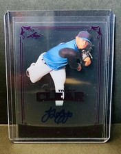 2018 Leaf Trinity Clear Acetate JONATHAN LOAISIGA Purple Foil Auto RC Yankees