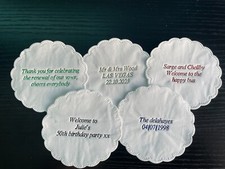 50 x PERSONALISED PAPER COASTERS WEDDING ANNIVERSARY BIRTHDAY PARTY