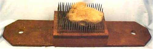 Flachskamm Hettchel Kardierwerkzeug mit Deckel Holz Holz Primitiv Antik - Bild 2 von 12