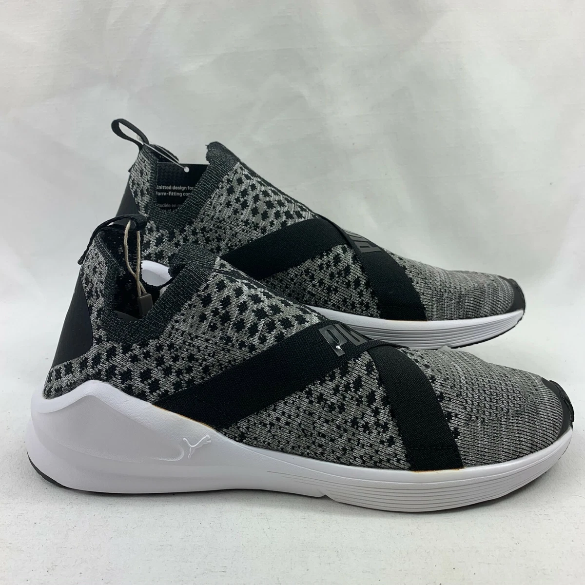 Puma Women s Fierce EvoKnit Trainer Sneaker Shoes Black White Size 10