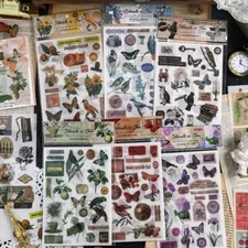 Time Vintage Botanical Birds Stickers Retro Scrapbooking Diary Bullet Journals