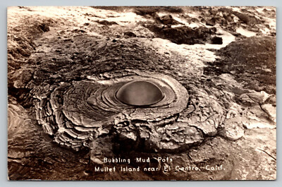 El Centro California Mullet Island Bubbling Mud Pots CA RPPC Postcard
