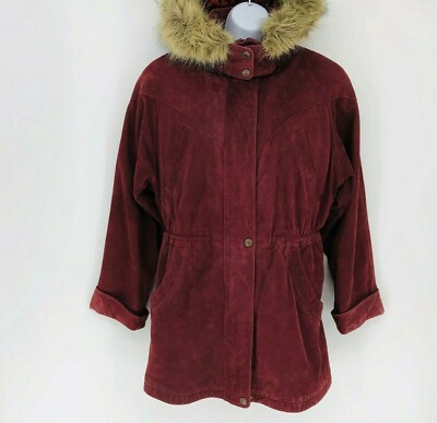 Adventure Bound Wilsons Burgundy Leather Thinsulate Faux Fur Hood Parka Jacket M