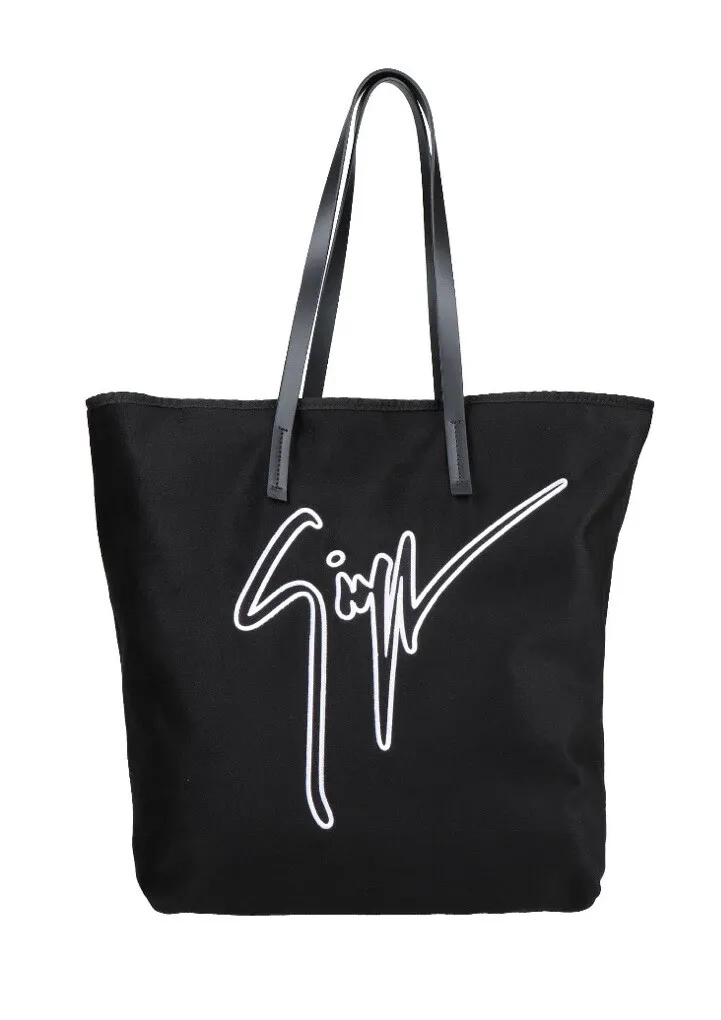 NWT! Giuseppe Zanotti Black tote Logo Flannel Handbag Made In Italy Org 750$