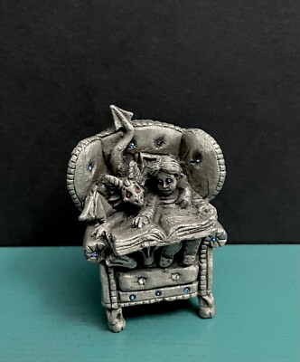 Sunglo Denicolo Pewter Pet Dragon Boy Bedtime Book Stories Mini Figurine GOT RPG