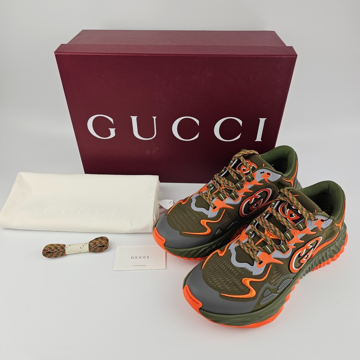 GUCCI Ripple Men's Green/Orange Sneakers New | eBay