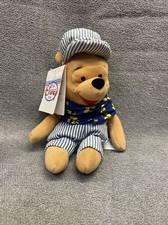 Vintage Disney Store Choo Choo Winnie the Pooh Beanie Plush Stuffed Animal KG