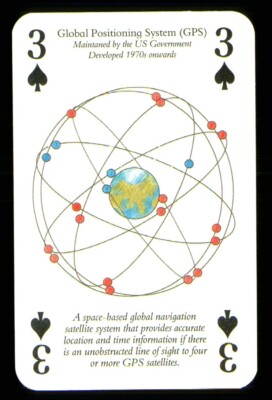 1 x Spielkarte Global Positioning System GPS - 3 of Pik ZU 29