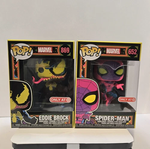 Funko Pop! Marvel Spider-Man #652 & Eddie Brock #869 Blacklight Target Exclusive