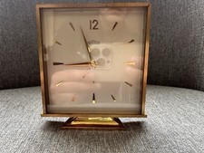 Vintage Angelus Swiss 15 Jewel 8 Day Desk & Alarm Clock Gilt Brass Analogue GWO