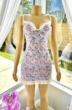 Floral Satin Lingerie Slip Dress Size L Large Sleeveless Spaghetti Strap Sleep