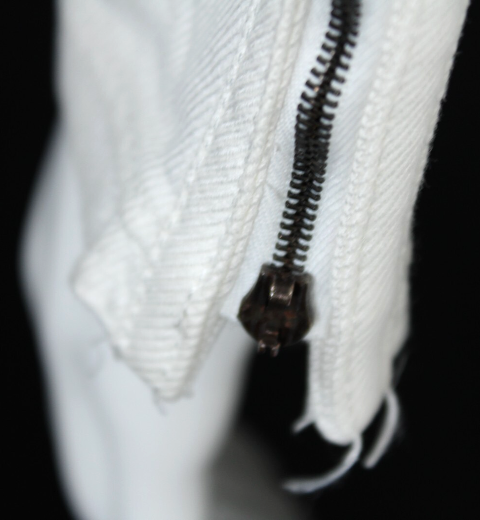 Set completo giacca e gonna YVES SAINT LAURENT bianco cotone denim zip tasca 40