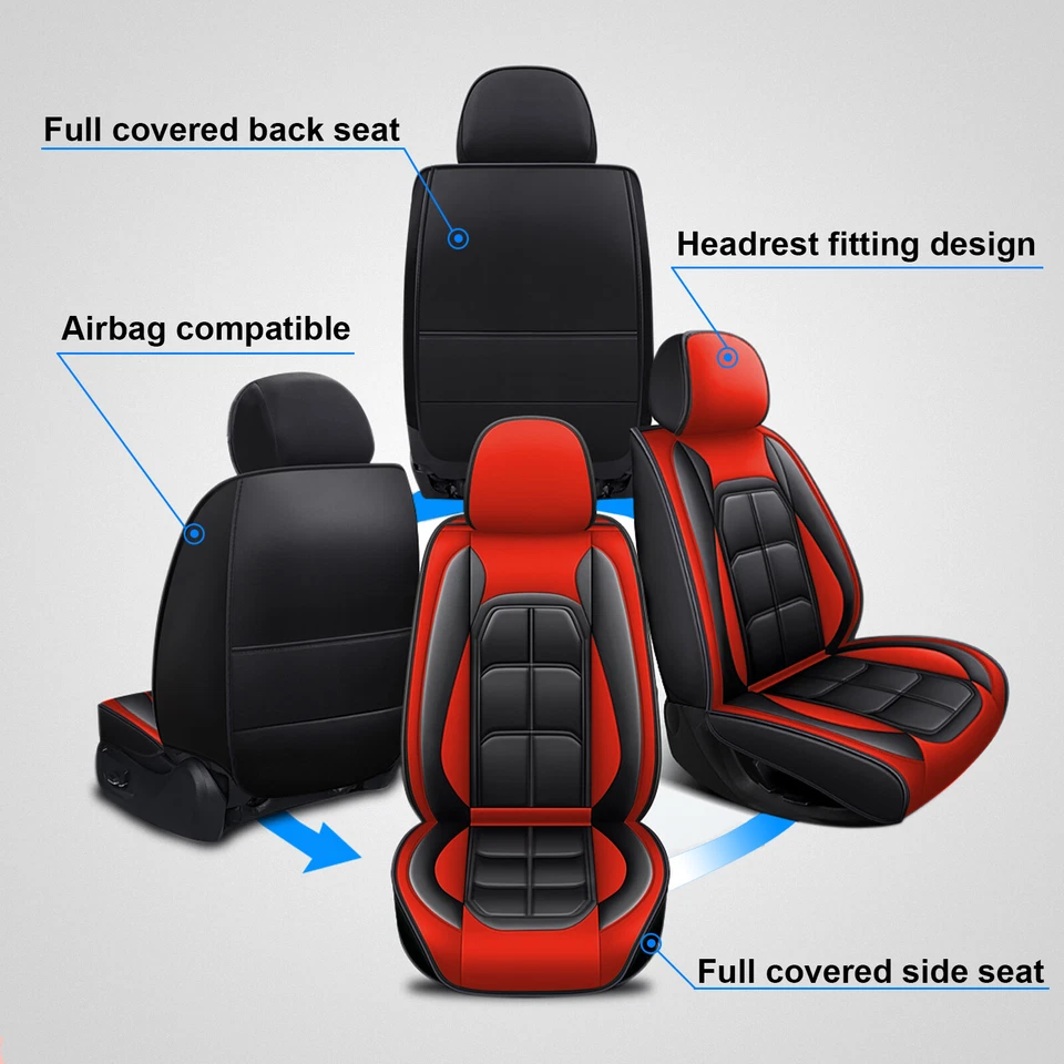 For Mazda 3 6 CX-5 CX-7 Full Set Car Seat Cover Leather Front Rear Back Cushion Foto 2 de 4